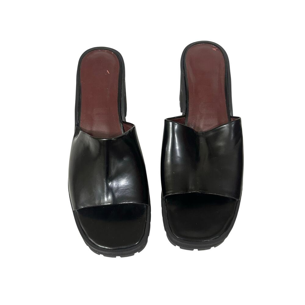 STAUD Sandals Black Leather Amber Platform Block Heel - Picture 4 of 7
